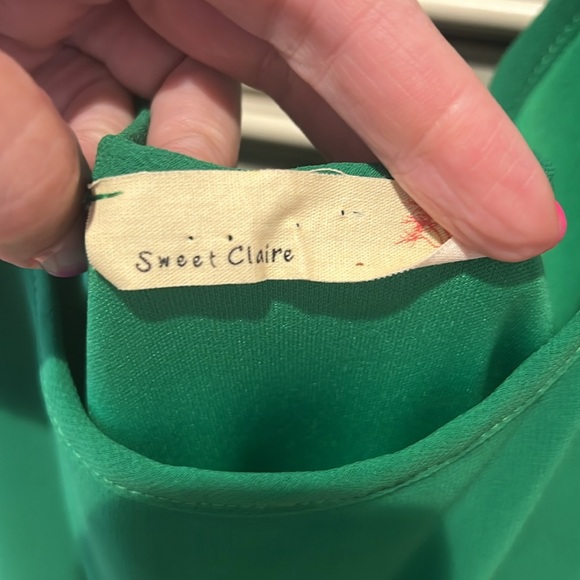 Women’s SZ Medium SWEET CLAIRE green high low dress Short in front long in back - Picture 5 of 7